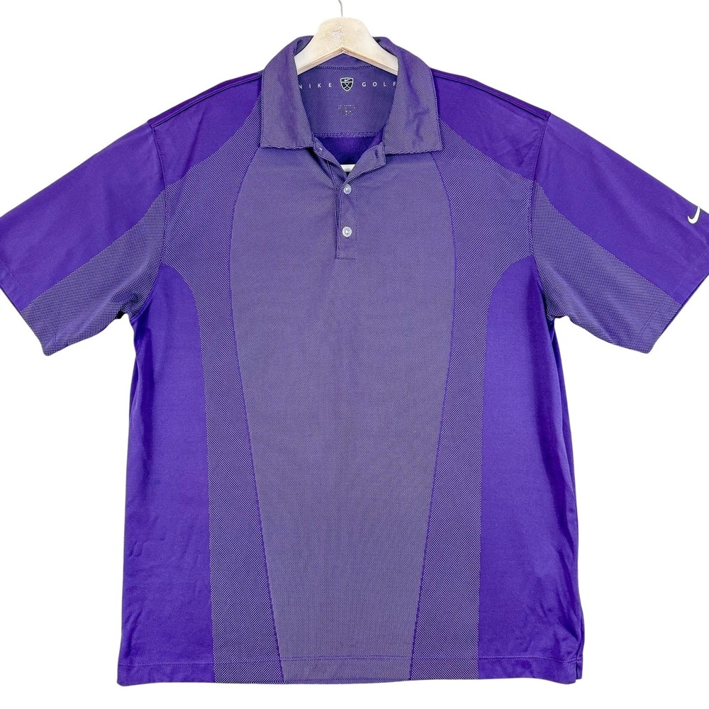 Nike Golf Polo Shirt Mens Large Purple Dri-FIT Golf Performance Top 206486-105